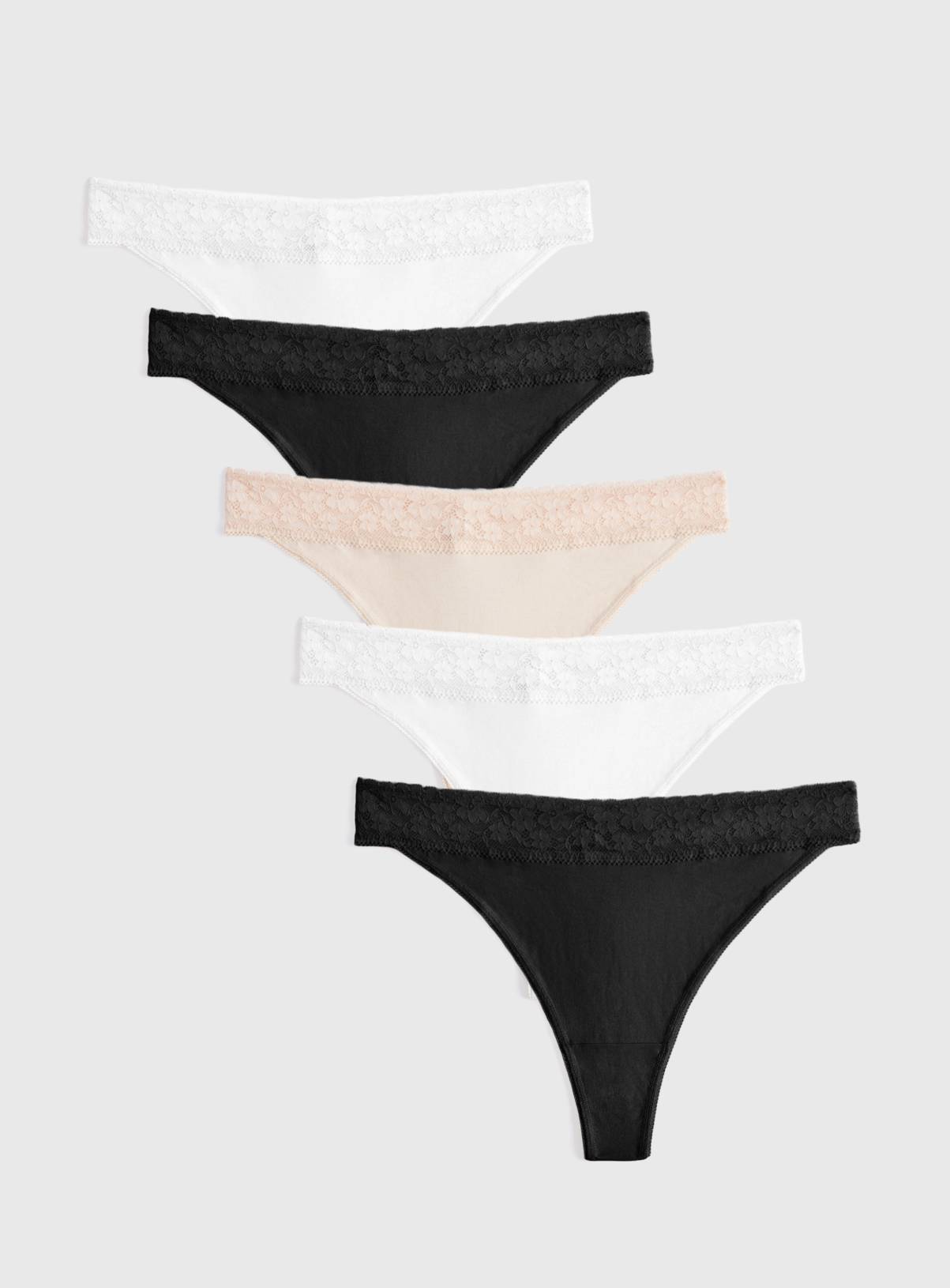 Mono & Nude Lace Thongs 5 Pack 18 - Image 1